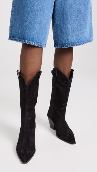 Aeyde + Ariel Cow Suede Leather Black Boots