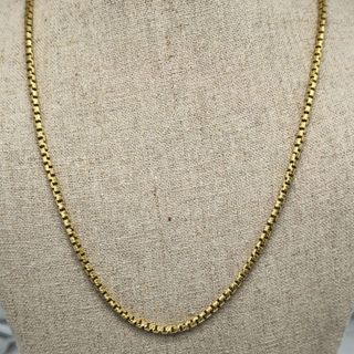 Fancy + Italy Solid Real 10K Gold Byzantine Laser Cut Box Chain Necklace 22.4 Grams 3mm