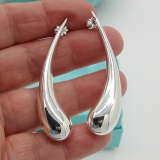 Tiffany & Co. + Rare Huge Elsa Peretti Sterling Silver Teardrop Pierced Earrings