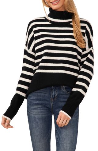 Cece + Stripe Turtleneck Sweater