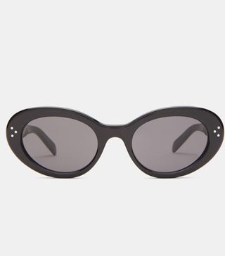 Celine + Oval Cat-Eye Acetate Sunglasses