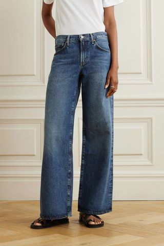 Agolde + Clara Baggy Low-Rise Flared Organic Jeans