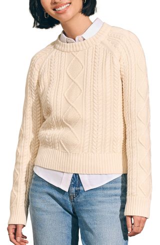 Faherty + Sunwash Organic Cotton Cable Crewneck Sweater