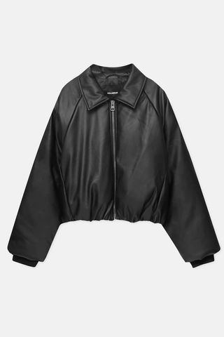 Pull & Bear + Faux Leather Bomber Jacket