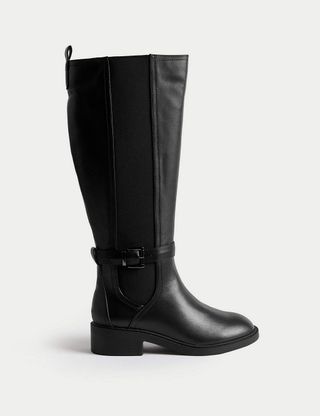M&S Collection + Riding Buckle Flat Knee High Boots