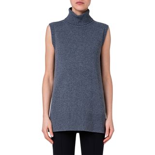 Akris Punto + Sleeveless Longline Virgin Wool & Cashmere Sweater