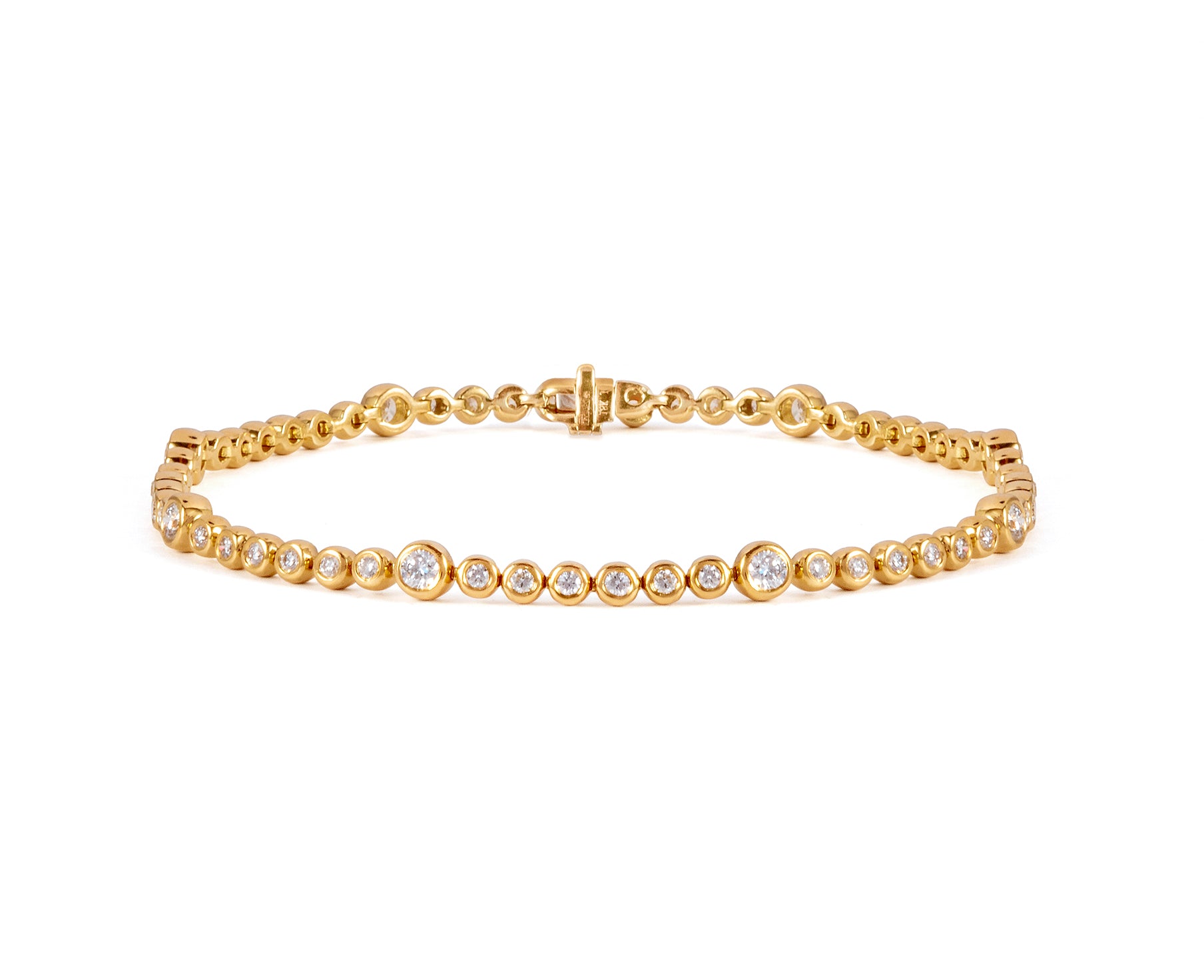 Louise Sinclair + 9ct Yellow Gold Bubble Link Rub-Over Diamond Set Bracelet