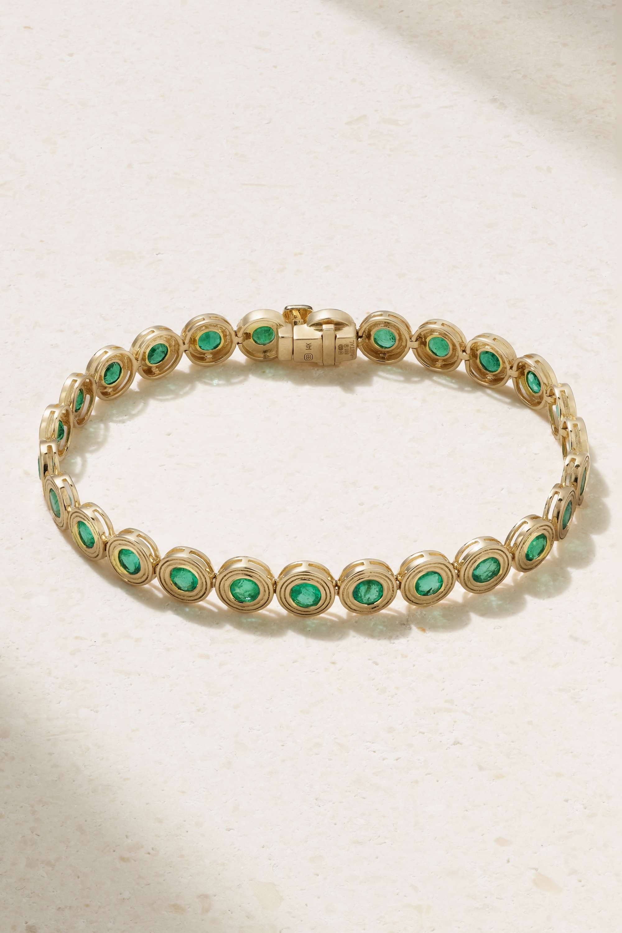 Sydney Evan + Large 14-Karat Gold Emerald Tennis Bracelet