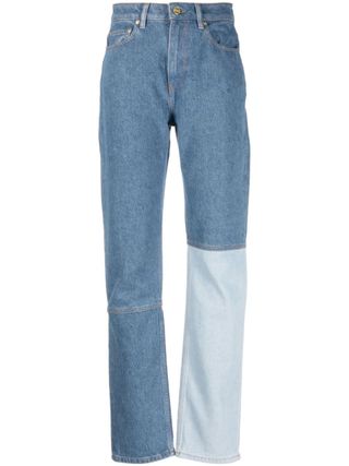 Ganni + Blue Patchwork Organic Cotton Jeans