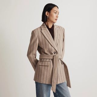 Madewell + The Bedford Oversized Belted Blazer in Stripe