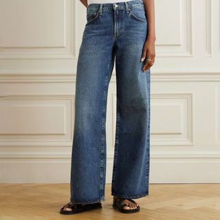 Agolde + Clara Baggy Low-Rise Flared Organic Jeans