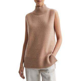 Reiss + Gazelle Mock Neck Sleeveless Wool & Cashmere Sweater