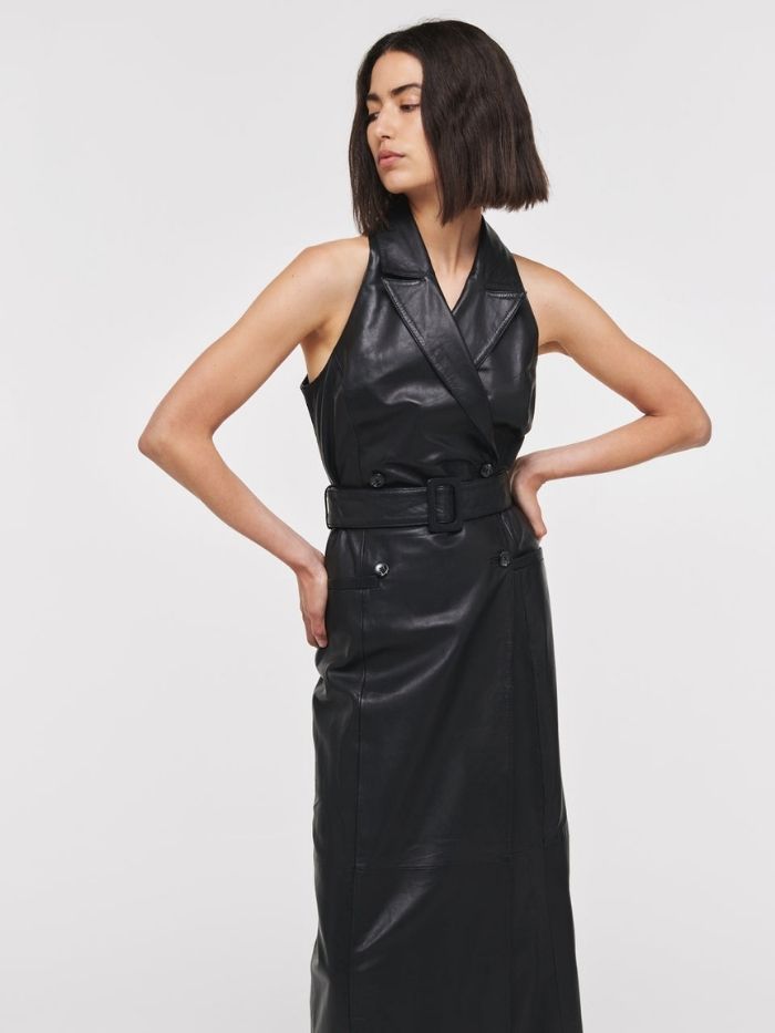 Aligne + Kendra Leather Tailored Dress