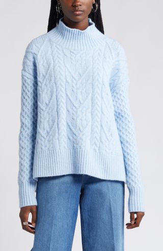 Nordstrom + Mock Neck Cable Knit Sweater