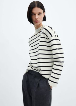 Mango + Striped Perkins Collar Sweater