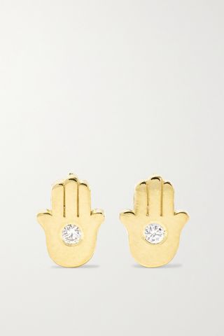 Jennifer Meyer + Mini Hamsa 18-Karat Gold Diamond Earrings
