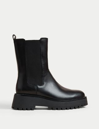 M&S Collection + Leather Platform Chelsea Ankle Boots