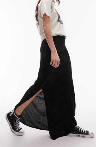 Topshop + Textured Stretch Velvet Maxi Skirt