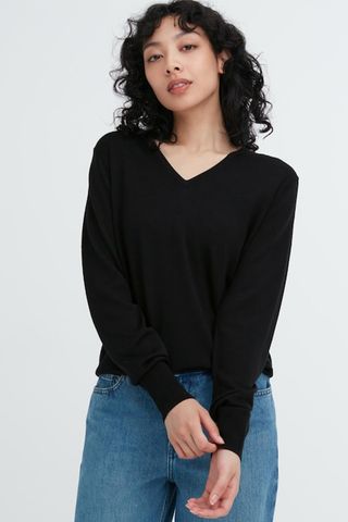 Uniqlo + Extra Fine Merino V-Neck Long-Sleeve Sweater
