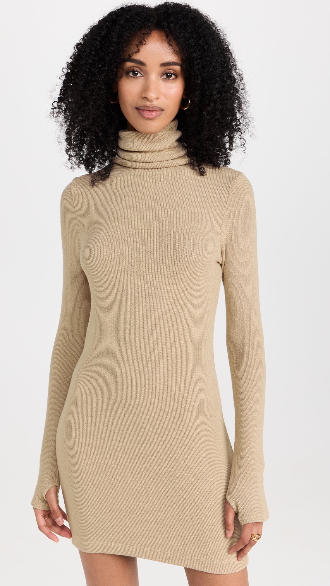 Enza Costa + Knit Turtleneck Tunic Mini Dress