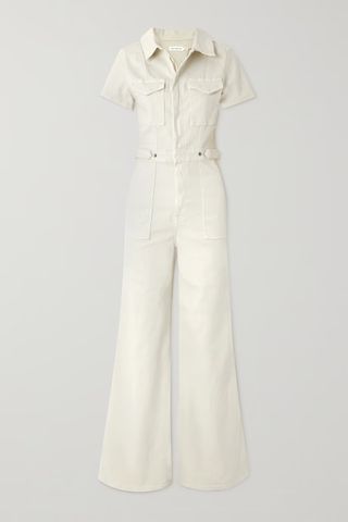 Good American + Fit for Success Denim Jumpsuit in Off-White