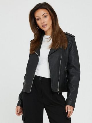 Very x Michelle Keegan + Real Leather Jacket - Black