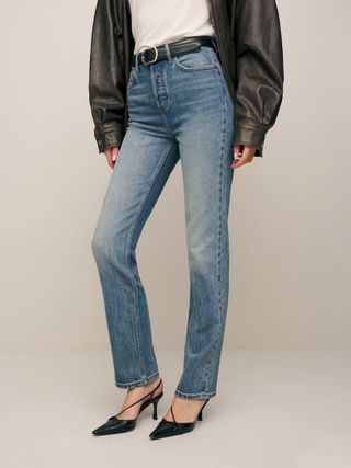 Reformation + Cynthia Stretch High Rise Straight Jeans