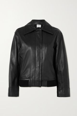 Vince + Leather Bomber Jacket