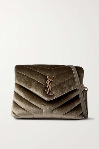 Saint Laurent + Loulou Small Quilted Velvet Shoulder Bag