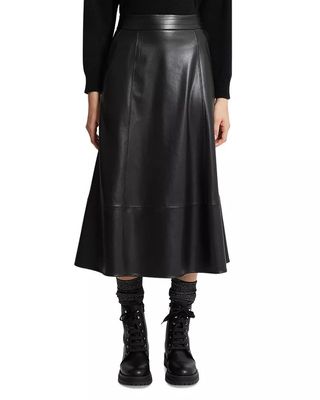 Marella + Faux Leather Flared Skirt
