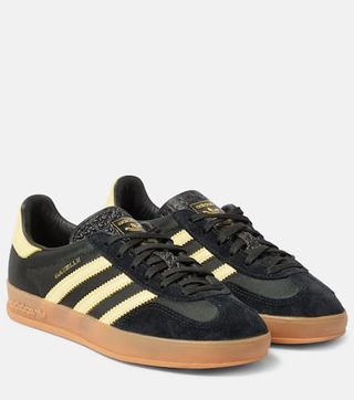 Adidas + Gazelle Indoor Leather-Trimmed Sneakers