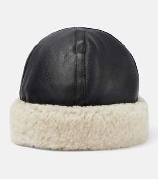 Toteme + Leather and Shearling Hat