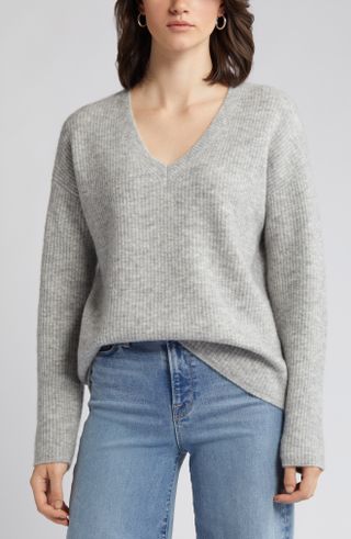 Nordstrom Signature + Wool & Cashmere Blend Long Sleeve Sweater