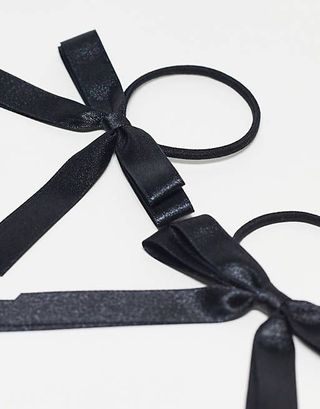 Asos Design + 2 Hairbands With Bow Detail in Black Satin