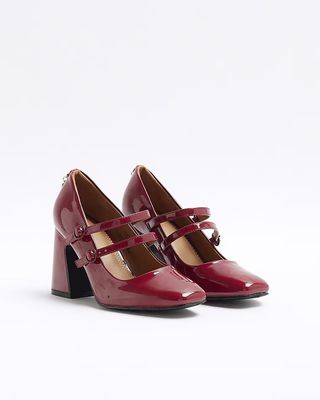 River Island + Red Strap Block Heeled Shoes