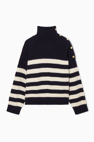 COS + Striped Wool-Blend Sweater