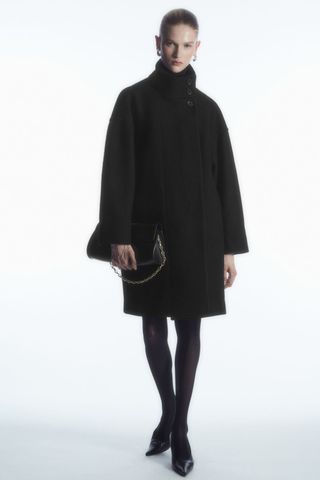 COS + Funnel-Neck Boiled-Wool Coat