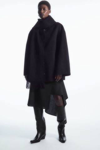COS + Oversized Wool-Blend Scarf Jacket