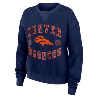 Wear by Erin Andrews + Navy Denver Broncos Vintage Corduroy Pullover Sweatshirt
