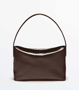 Massimo Dutti + ‘90s Crackled Leather Shoulder Bag