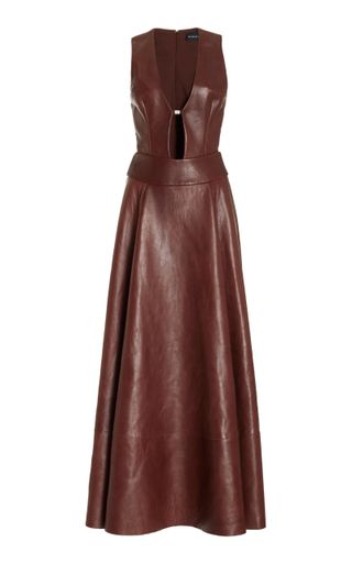Brandon Maxwell + Haylee Cutout Leather Maxi Dress