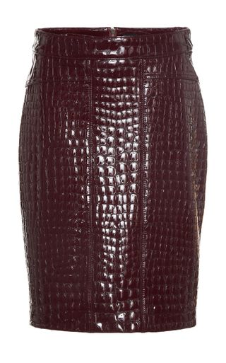 Tom Ford + Croc-Embossed Leather Mini Skirt