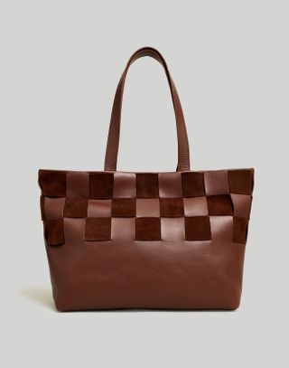 Madewell + The Basketweave Tote in Leather and Suede
