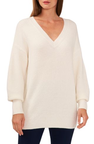 Halogen + V-Neck Tunic Sweater