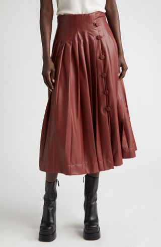 Altuzarra + Tullius Pleated Faux Leather A-Line Skirt