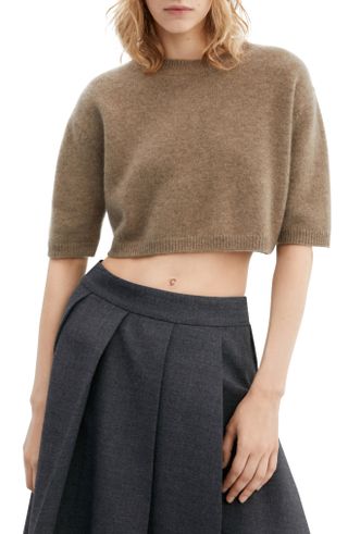 Mango + Short Sleeve Cashmere Crop Sweater