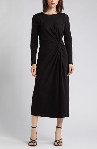Nordstrom Signature + Twist Front Long Sleeve Knit Maxi Dress
