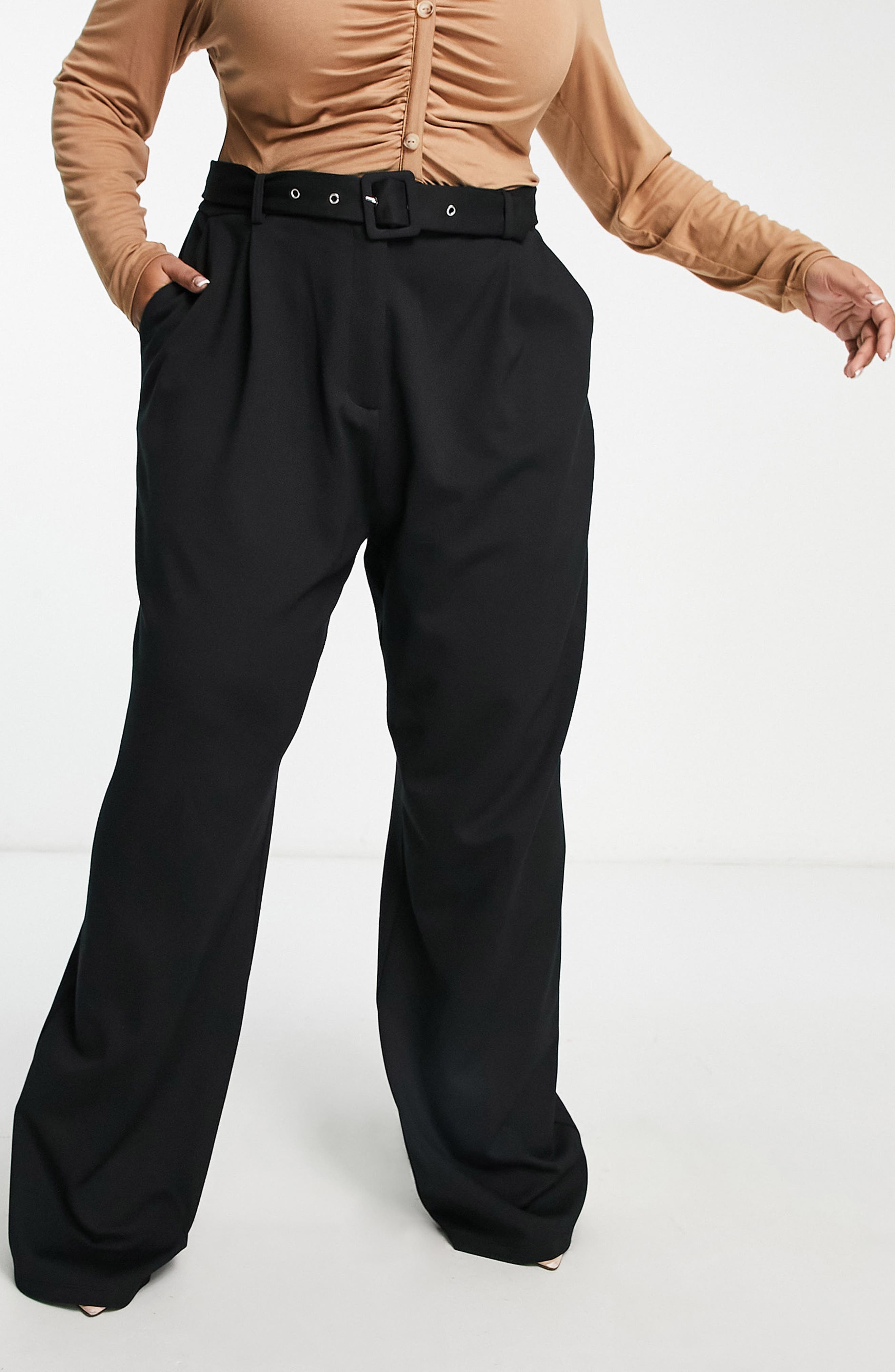 Asos Design + Curve Belted Wide Leg Ponte Pants