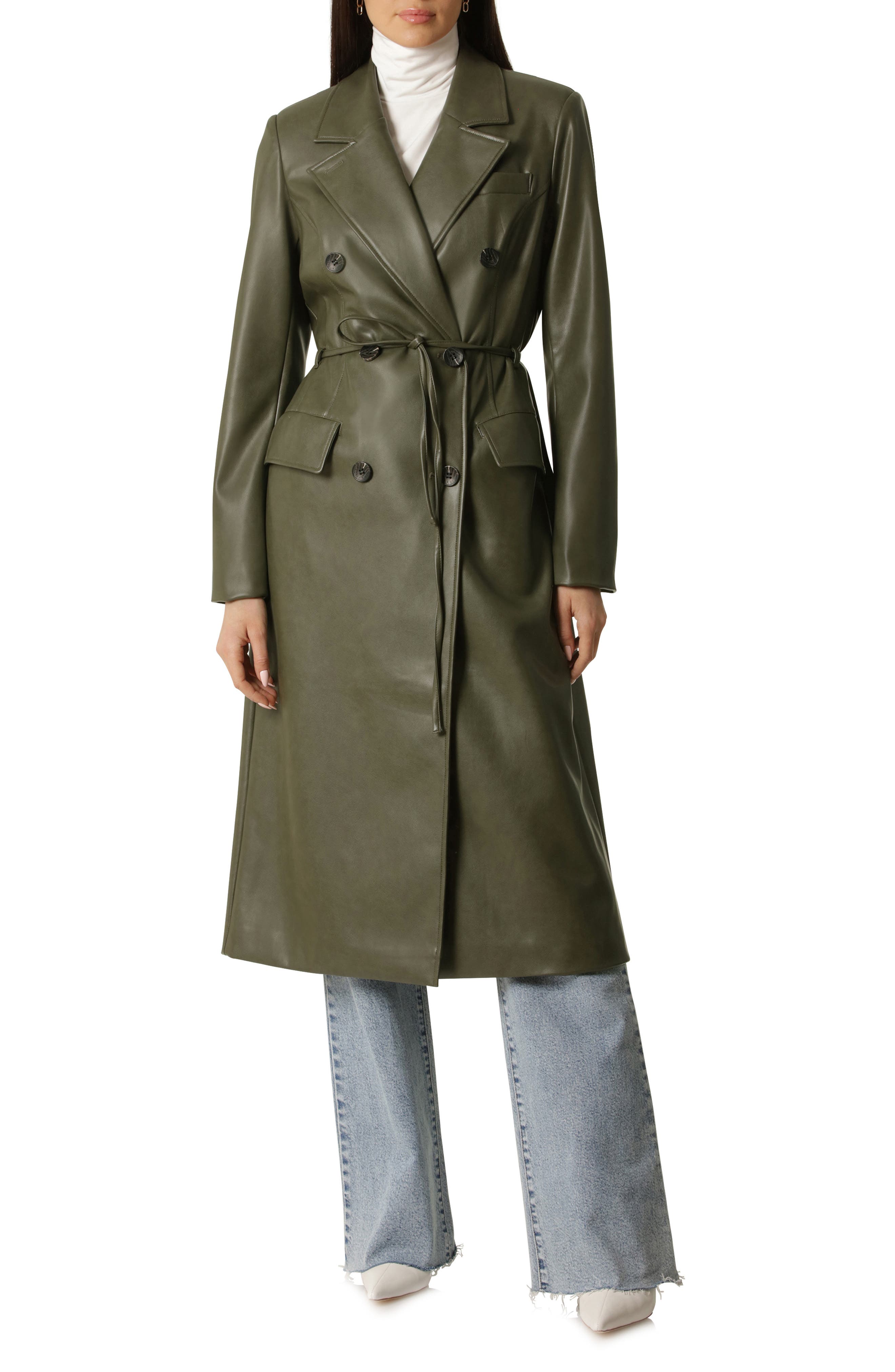Avec Les Filles + Faux Leather Trench Coat