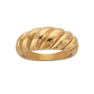 PalmBeach Jewelry + Shrimp Style Ring Gold Ion-Plated Stainless Steel